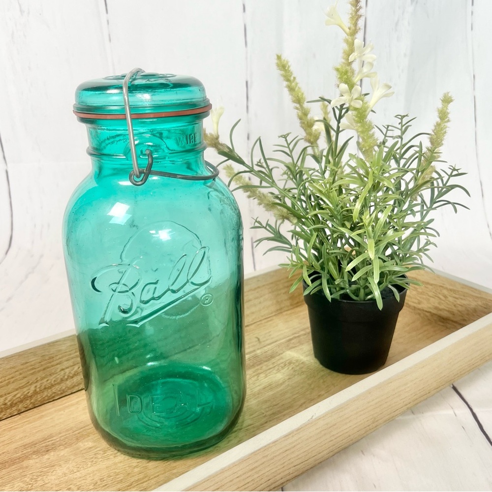 Vintage Ball Ideal Bicentennial Mason Jar 1776-1976 Aqua Blue Half Gallon